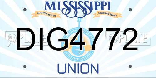 DIG4772 Mississippi License Plate