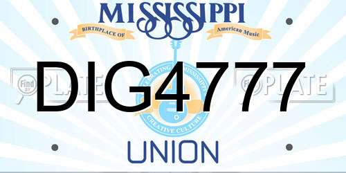 DIG4777 Mississippi License Plate