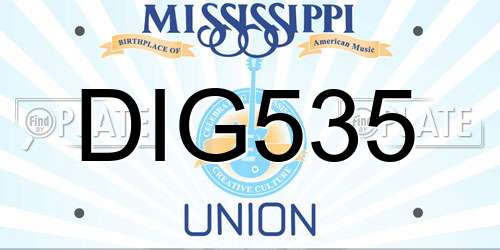 DIG535 Mississippi License Plate