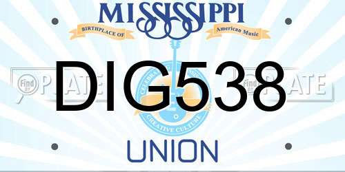 DIG538 Mississippi License Plate