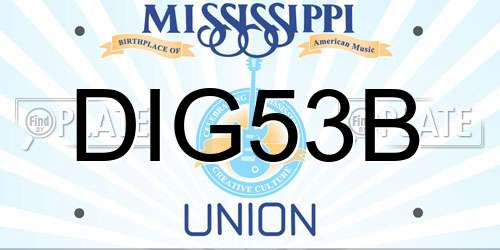 DIG53B Mississippi License Plate
