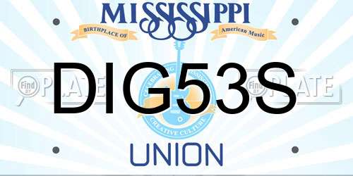 DIG53S Mississippi License Plate