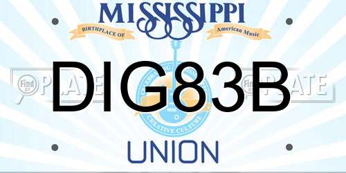 DIG83B Mississippi License Plate