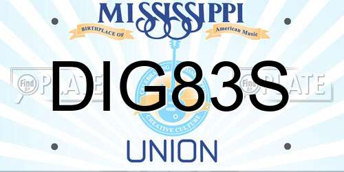 DIG83S Mississippi License Plate