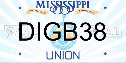 DIGB38 Mississippi License Plate