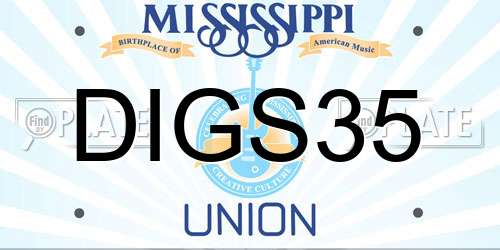 DIGS35 Mississippi License Plate