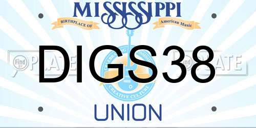 DIGS38 Mississippi License Plate