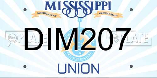 DIM207 Mississippi License Plate