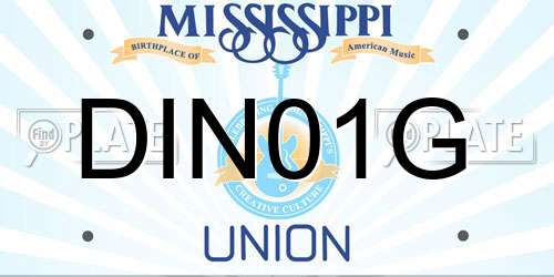 DIN01G Mississippi License Plate