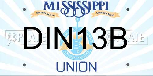 DIN13B Mississippi License Plate