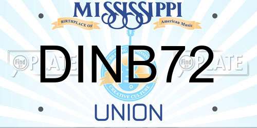 DINB72 Mississippi License Plate