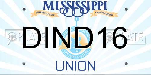 DIND16 Mississippi License Plate