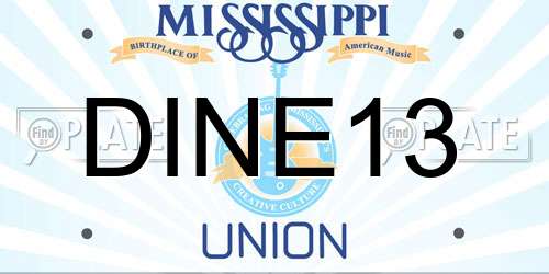 DINE13 Mississippi License Plate