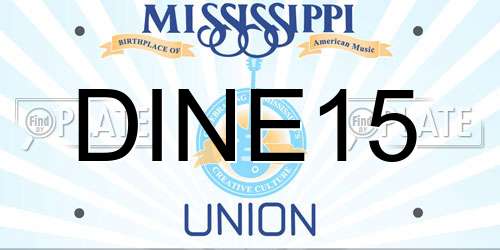 DINE15 Mississippi License Plate
