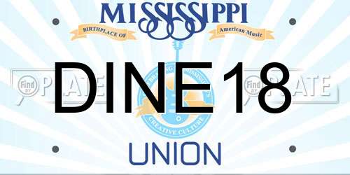 DINE18 Mississippi License Plate