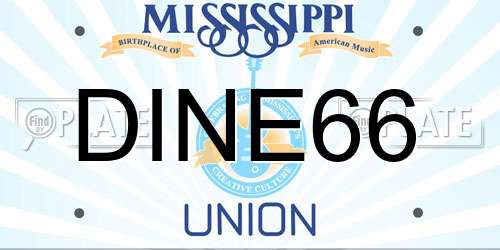 DINE66 Mississippi License Plate