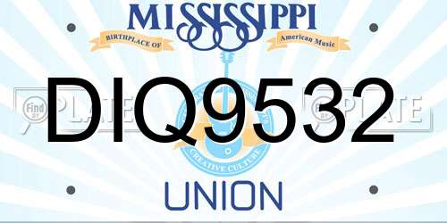 DIQ9532 Mississippi License Plate