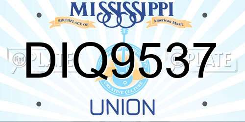 DIQ9537 Mississippi License Plate