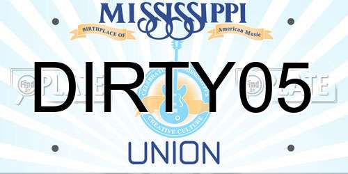 DIRTY05 Mississippi License Plate