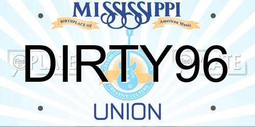 DIRTY96 Mississippi License Plate