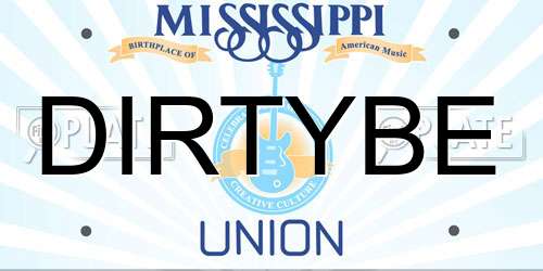 DIRTYBE Mississippi License Plate