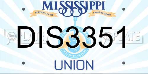 DIS3351 Mississippi License Plate