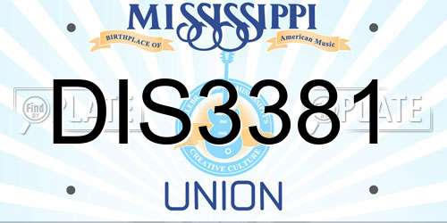 DIS3381 Mississippi License Plate