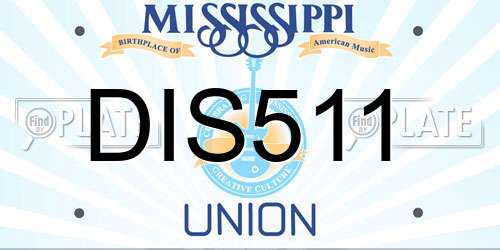 DIS511 Mississippi License Plate