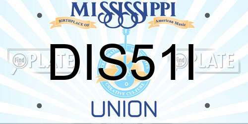 DIS51I Mississippi License Plate