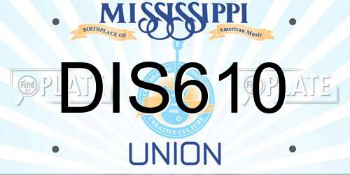 DIS610 Mississippi License Plate
