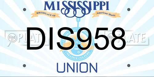 DIS958 Mississippi License Plate