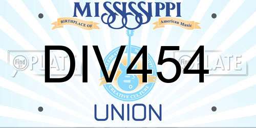 DIV454 Mississippi License Plate