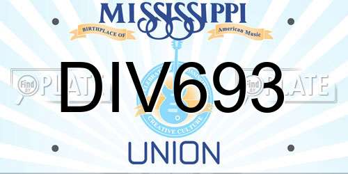 DIV693 Mississippi License Plate