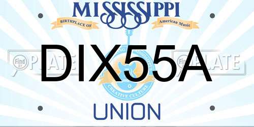 DIX55A Mississippi License Plate