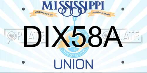 DIX58A Mississippi License Plate