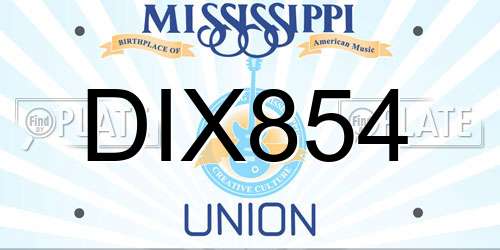 DIX854 Mississippi License Plate