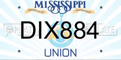 DIX884 Mississippi License Plate