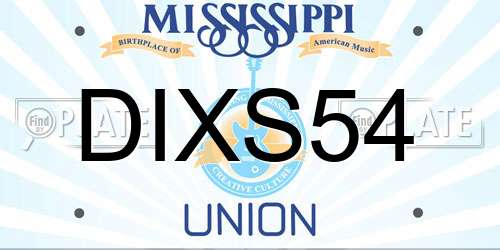 DIXS54 Mississippi License Plate