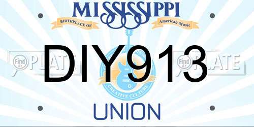 DIY913 Mississippi License Plate