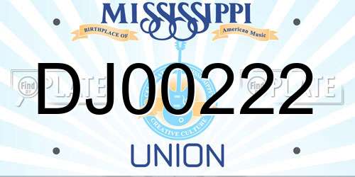 DJ00222 Mississippi License Plate