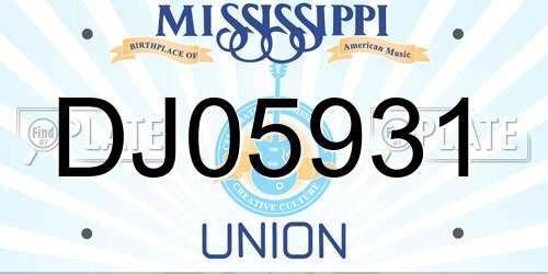 DJ05931 Mississippi License Plate