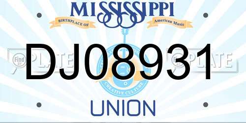 DJ08931 Mississippi License Plate