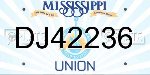 DJ42236 Mississippi License Plate