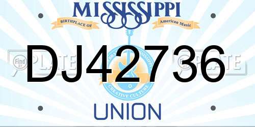 DJ42736 Mississippi License Plate