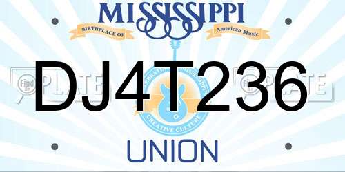 DJ4T236 Mississippi License Plate