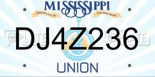 DJ4Z236 Mississippi License Plate