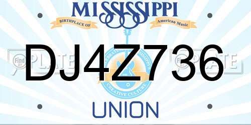 DJ4Z736 Mississippi License Plate