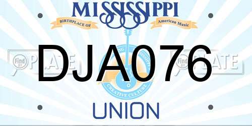 DJA076 Mississippi License Plate