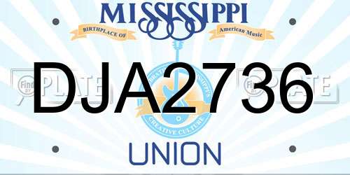DJA2736 Mississippi License Plate