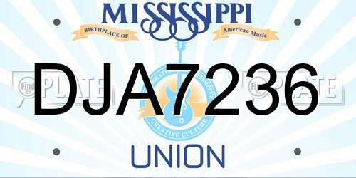 DJA7236 Mississippi License Plate